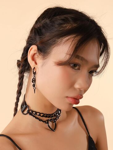 Sacina Silver-tone-tone Teardrop Spike Hoop Earrings, Star Earrings, Grunge Earrings, Emo Earrings, Punk Earrings, Y2k Earrings, Gothic Earrings, Christmas Jewelry Gift for Women in Kuwait