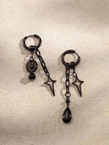 Sacina Silver-tone-tone Teardrop Spike Hoop Earrings, Star Earrings, Grunge Earrings, Emo Earrings, Punk Earrings, Y2k Earrings, Gothic Earrings, Christmas Jewelry Gift for Women in Kuwait