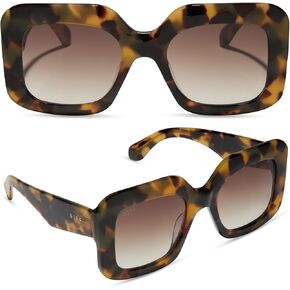 نظارات شمسية مستطيلة من DIFF Giada للنساء حماية مستقطبة من الأشعة فوق البنفسجية 400، كريستال دخاني + رمادي in Kuwait