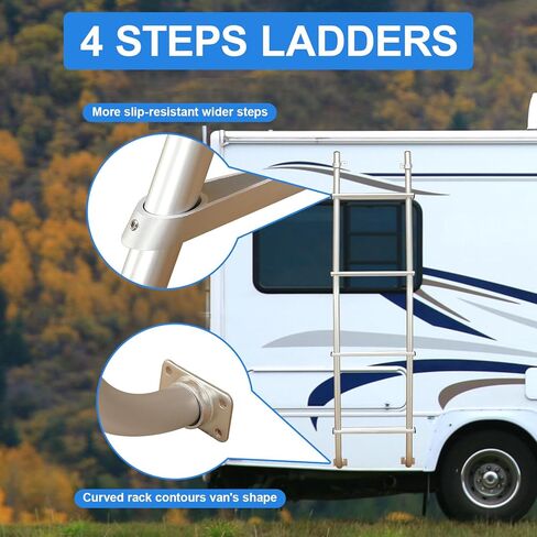 Van Ladder متوافق مع Ford E-Series Chevy GMC Dodge Vans RV Universal Hook Over Sadder in Kuwait