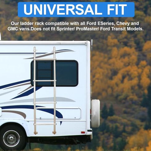 Van Ladder متوافق مع Ford E-Series Chevy GMC Dodge Vans RV Universal Hook Over Sadder in Kuwait