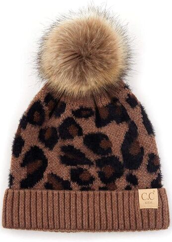 ScarvesMe Exclusive Kids Leopard Animal Knit Warm Winter Beanie Skull Cap Hat with Pom in Saudi Arabia