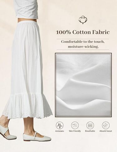 100% Cotton Half Slip Dress for Women Under Dresses Underskirt with Lace Hem Non Cling Antistatic in Kuwait