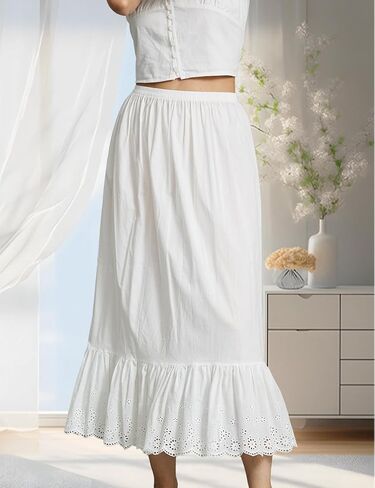 100% Cotton Half Slip Dress for Women Under Dresses Underskirt with Lace Hem Non Cling Antistatic in Kuwait