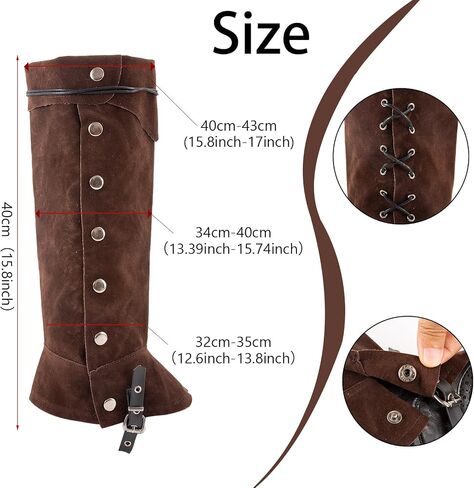 Pirate Boot Covers Pirate Costume Boot Covers Viking Jedi Medieval Boot Covers, Boot Covers Costume Steampunk Renaissance Boot Covers Men Medieval Leg Covers PU Leather Leg Guards Shoe Covers Brown in Kuwait