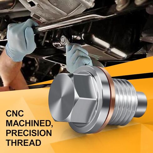 M14 x 1.5 Magnetic Aluminum Oil Drain Plug Sump Drain Nut Bolt with Copper Gasket Crush Washer Compatible with Most Ford, GM, Hyundai, KIA and Accord, CRV, Civic, Pilot, Fit, Odyssey in Kuwait