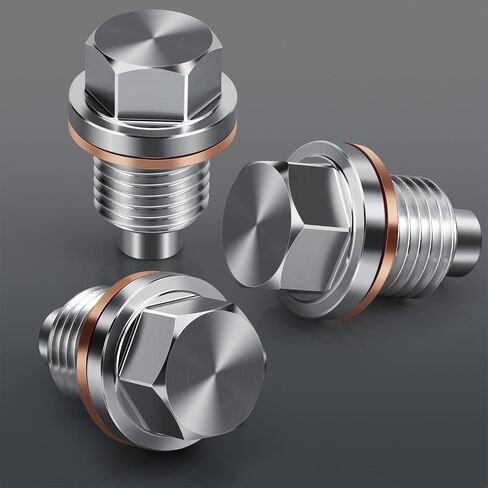 M14 x 1.5 Magnetic Aluminum Oil Drain Plug Sump Drain Nut Bolt with Copper Gasket Crush Washer Compatible with Most Ford, GM, Hyundai, KIA and Accord, CRV, Civic, Pilot, Fit, Odyssey in Kuwait