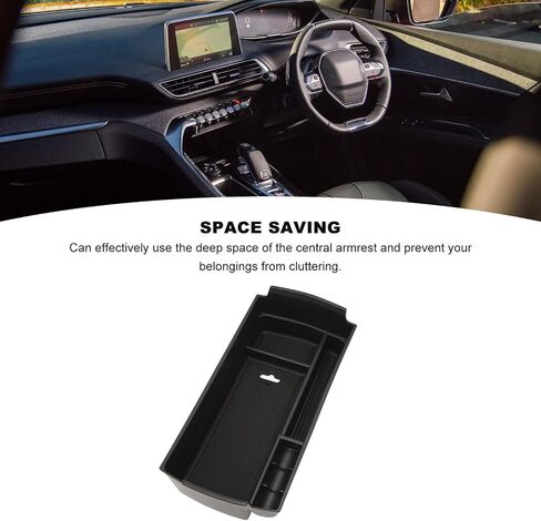Center Console Organizer Tray Space Saving Armrest Storage Box ABS Rubber Replacement for Peugeot 3008 5008 2016 to 2023 in Saudi Arabia