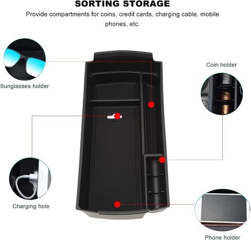 Center Console Organizer Tray Space Saving Armrest Storage Box ABS Rubber Replacement for Peugeot 3008 5008 2016 to 2023 in Saudi Arabia