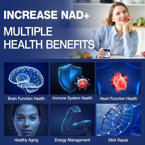 NAD+ Supplement - NAD Nicotinamide Riboside Resveratrol NAD Supplement 1000mg Pure Organic for Women and Men Anti-Aging, Energy, Focus, 80 Capsules in Saudi Arabia