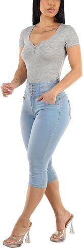 moda xpress بعقب رفع الدنيم capris للنساء - عالية الخصر كابريس ليفانتا كولا in Kuwait