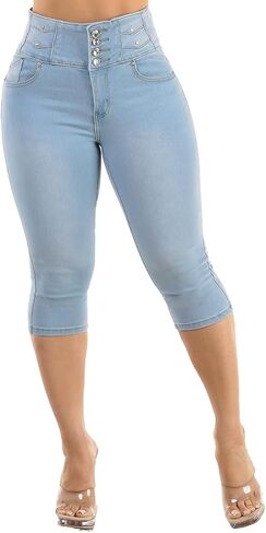 moda xpress بعقب رفع الدنيم capris للنساء - عالية الخصر كابريس ليفانتا كولا in Kuwait