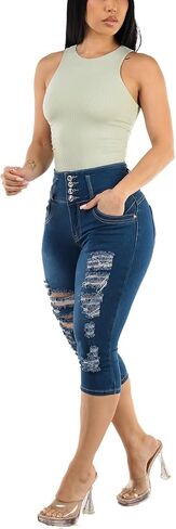 moda xpress بعقب رفع الدنيم capris للنساء - عالية الخصر كابريس ليفانتا كولا in Kuwait