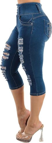 moda xpress بعقب رفع الدنيم capris للنساء - عالية الخصر كابريس ليفانتا كولا in Kuwait