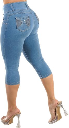 moda xpress بعقب رفع الدنيم capris للنساء - عالية الخصر كابريس ليفانتا كولا in Kuwait