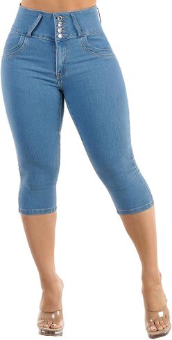 moda xpress بعقب رفع الدنيم capris للنساء - عالية الخصر كابريس ليفانتا كولا in Kuwait