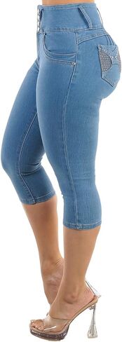moda xpress بعقب رفع الدنيم capris للنساء - عالية الخصر كابريس ليفانتا كولا in Kuwait