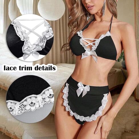 Sexy Maid Lingerie for Women Naughty Cosplay Costume French Maid themed Anime Outfit Sets with Lace Apron in Saudi Arabia