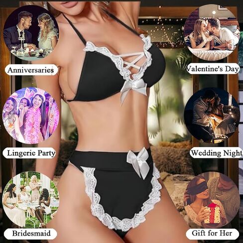 Sexy Maid Lingerie for Women Naughty Cosplay Costume French Maid themed Anime Outfit Sets with Lace Apron in Saudi Arabia