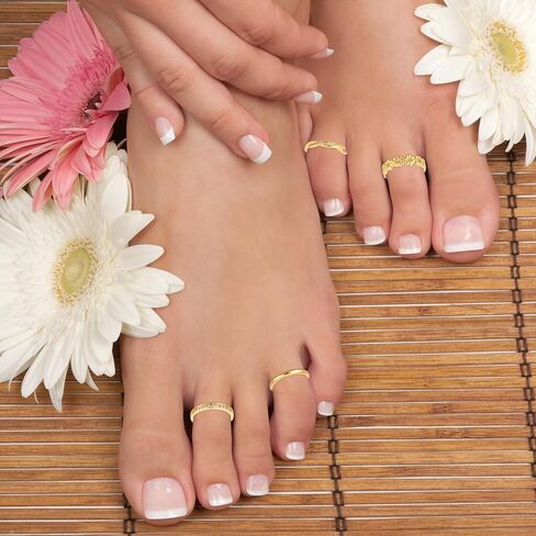 4pcs Adjustable Toe Rings for Women, 4 Styles Non-Tarnish Diamond Flower Plain Open Toe Ring Beach Foot Jewelry for Women in Saudi Arabia