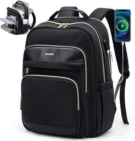 حقيبة ظهر للكمبيوتر المحمول للسفر للنساء والرجال: حقائب عمل مقاس 15.6 بوصة مع منفذ USB وحقائب سفر ذات سعة كبيرة ومقاومة للماء وحقيبة ظهر للكمبيوتر المحمول وحقائب نهارية كاجوال لمدرس ممرضة الكلية in Kuwait