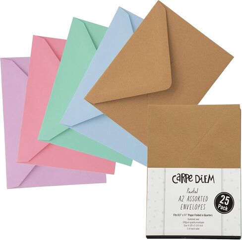 Pukka Pad, Carpe Diem Gummed Envelopes for Greeting Cards and Invitations - Pack of 25 Fresh White Envelopes - A7, 5.25 x 7.25 in in Saudi Arabia