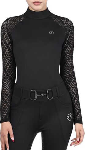 Lace Long Sleeve Horse Riding Shirt Horseback Riding Shirts for Women Perfect Breathable Comfortable Rider Top in Saudi Arabia