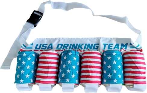 Beer Belt,Fourth of July American Patriotic Beer Gift for Men,6 Pack Unisex Beer Holster,Beverage Beer Soda Bottle Belt Holder,Beer Accessories for White Elephant Party Festival (Style 2) in Saudi Arabia