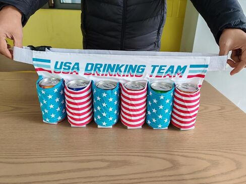 Beer Belt,Fourth of July American Patriotic Beer Gift for Men,6 Pack Unisex Beer Holster,Beverage Beer Soda Bottle Belt Holder,Beer Accessories for White Elephant Party Festival (Style 2) in Saudi Arabia