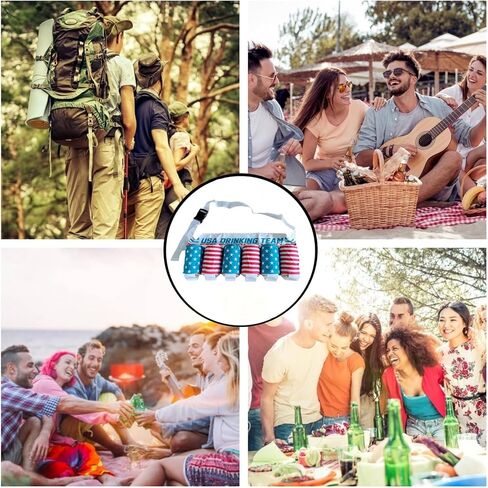 Beer Belt,Fourth of July American Patriotic Beer Gift for Men,6 Pack Unisex Beer Holster,Beverage Beer Soda Bottle Belt Holder,Beer Accessories for White Elephant Party Festival (Style 2) in Saudi Arabia