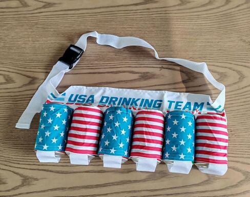 Beer Belt,Fourth of July American Patriotic Beer Gift for Men,6 Pack Unisex Beer Holster,Beverage Beer Soda Bottle Belt Holder,Beer Accessories for White Elephant Party Festival (Style 2) in Saudi Arabia