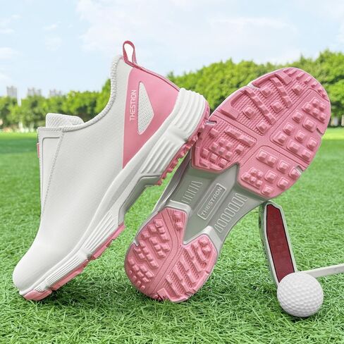 THESTRON Women Waterproof Golf Shoes Spikes Golf Training Sneakers Female Golf Footwears Zipper Golf Sports Shoes Women Walking Sneakers with Spikes Zipper in Kuwait