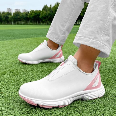 THESTRON Women Waterproof Golf Shoes Spikes Golf Training Sneakers Female Golf Footwears Zipper Golf Sports Shoes Women Walking Sneakers with Spikes Zipper in Kuwait