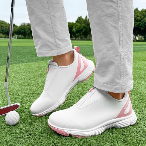 THESTRON Women Waterproof Golf Shoes Spikes Golf Training Sneakers Female Golf Footwears Zipper Golf Sports Shoes Women Walking Sneakers with Spikes Zipper in Kuwait