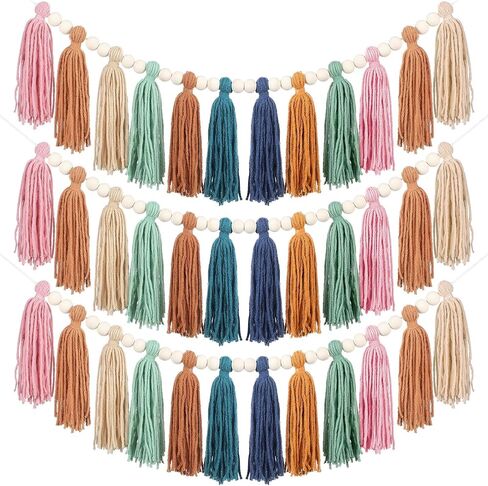 Zeyune 3 PCS Boho Tassel Garland Boho Rainbow Wall Decor in Saudi Arabia