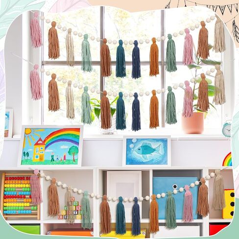 Zeyune 3 PCS Boho Tassel Garland Boho Rainbow Wall Decor in Saudi Arabia