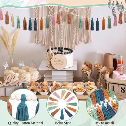 Zeyune 3 PCS Boho Tassel Garland Boho Rainbow Wall Decor in Saudi Arabia
