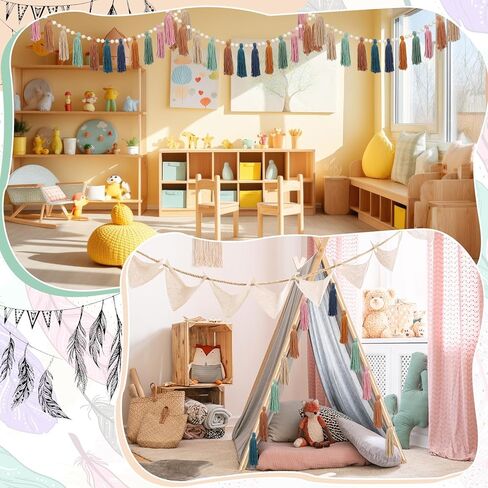 Zeyune 3 PCS Boho Tassel Garland Boho Rainbow Wall Decor in Saudi Arabia