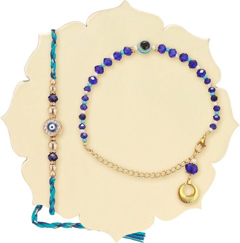 TIED RIBBONS Rakhi for Brother Set of 2 Rakhi | Roli Tikka | Greeting Card - Rakhi Bracelet for Brother Rakhi Gift Set for Brother | Rakhi with Card | Rakhi Thread | Rakhi for Bhaiya in Saudi Arabia