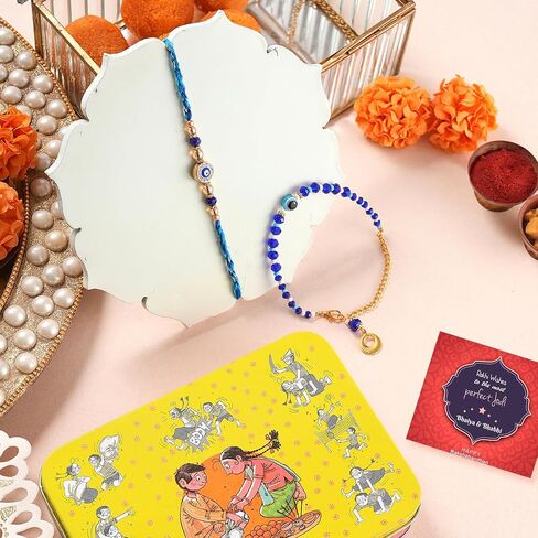 TIED RIBBONS Rakhi for Brother Set of 2 Rakhi | Roli Tikka | Greeting Card - Rakhi Bracelet for Brother Rakhi Gift Set for Brother | Rakhi with Card | Rakhi Thread | Rakhi for Bhaiya in Saudi Arabia