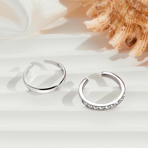 3Pcs Toe Rings for Women Sterling Silver, Non Tarnish Silver Toe Rings Set, Adjustable Flower Summer Beach Foot Jewelry Gifts for Women in Saudi Arabia