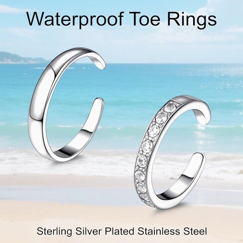 3Pcs Toe Rings for Women Sterling Silver, Non Tarnish Silver Toe Rings Set, Adjustable Flower Summer Beach Foot Jewelry Gifts for Women in Saudi Arabia