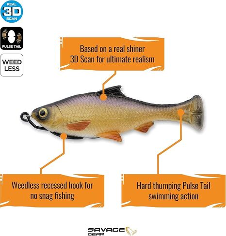 طعم صيد السمك الفضفاض من Savage Gear Pulse Tail Shiner، 3/4 أونصة، ظل، ملامح وحركة واقعية، بناء متين، يتضمن خطاف صيد ثقيل الوزن، تصميم خالٍ من العوائق بنسبة 100% in Saudi Arabia