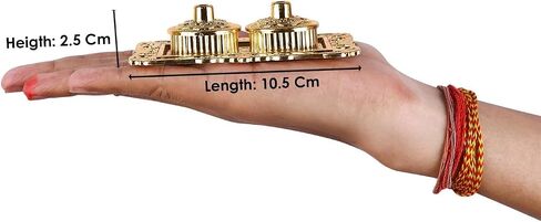 Golden Decorative Designer Roli Chawal/Rice Holder, Kumkum Haldi Holder Rakhi Pooja Thali Indian Festival Diwali Pujan Mandir Tika Roli Plate (Rectangle Shape) in Kuwait