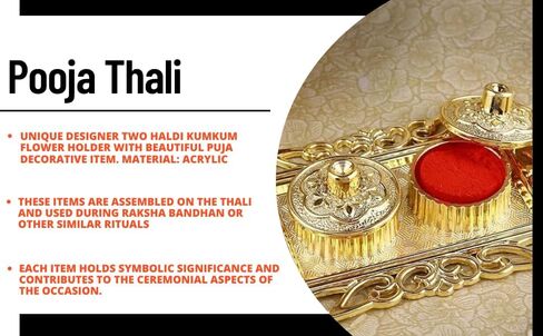 Golden Decorative Designer Roli Chawal/Rice Holder, Kumkum Haldi Holder Rakhi Pooja Thali Indian Festival Diwali Pujan Mandir Tika Roli Plate (Rectangle Shape) in Kuwait