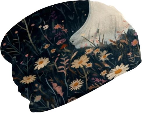 Ghost Daisy Flower Beanie Hats for Women Men Slouchy Beanies Winter Hats Skull Cap Warm Velvet Cancer Headwear in Kuwait