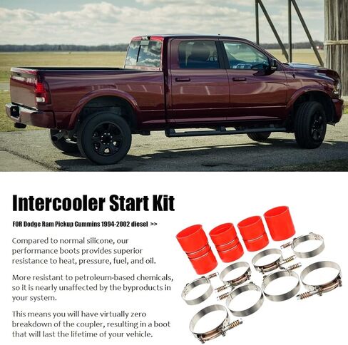 Heavy Duty Silicone Intercooler Boot and Clamp Kit Compatible with 2008 2009 2010 Ford 6.4 Powerstroke F250 F350 Intercooler Boot Kit Diesel Resistance to Heat, Pressure, Fuel, and Oil (blue) in Kuwait