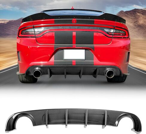 FREEMOTOR802 Rear Diffuser, Compatible with 2015-2018 Dodge Charger Base & 2019-2023 Dodge Charger SXT Trim, Gloss Black PP Rear Bumper Molding Lower Lip Splitter Spoiler Underbody Styling Kit in Kuwait