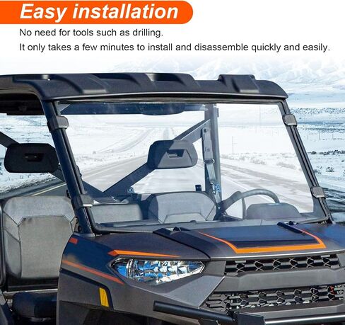 Front Windshield replacement for Polaris Ranger XP 900 1000/Crew 1000/XP/Diesel/ 2017-2025 Clear hard coated panel Front Windshield Windscreen Window in Saudi Arabia