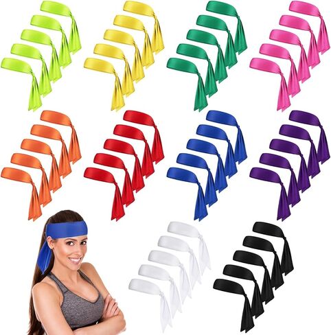 Hiboom 50 Pcs Head Tie Headbands Men Women Ninja Karate Tie Athletic Sweatbands for Sports Basketball Tennis Running Workout in Saudi Arabia